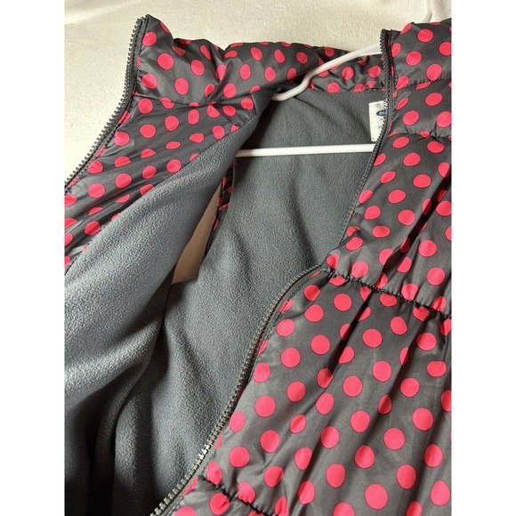 OLD NAVY GIRLS FROST FREE PUFFER VEST GRAY PINK POLKA DOT SIZE XL/14 - Picture 3 of 4